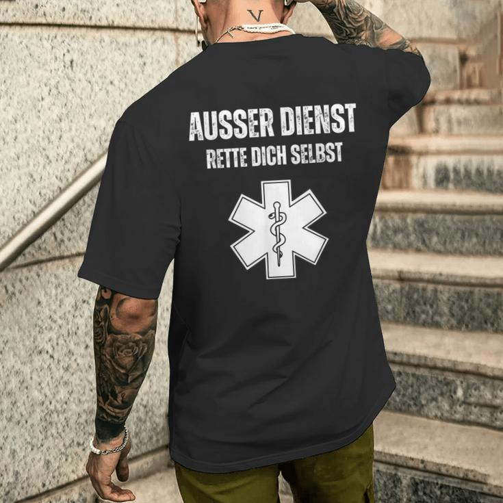 Ausser Dienst Rette Dich Selbst [German Language] Black T-Shirt mit Rückendruck Geschenke für Ihn